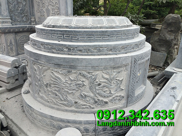 Mẫu xây mộ tròn bằng đá khối Ninh Bình
