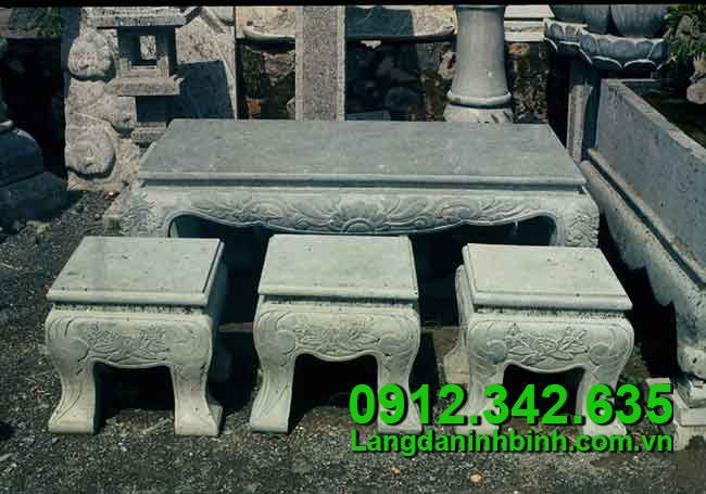 Bộ bàn ghế bằng đá - Công đức vào chùa, đình, đền, nhà thờ họ