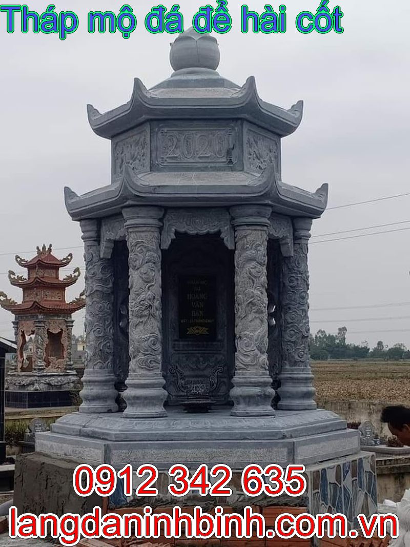 mộ tháp đá, mẫu mộ tháp đá để tro cốt, mộ tháp bằng đá