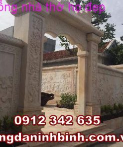 Cổng nhà thờ họ đẹp, mẫu cổng đá đẹp, cổng nhà thờ họ bằng đá vàng cao cấp, cổng đá
