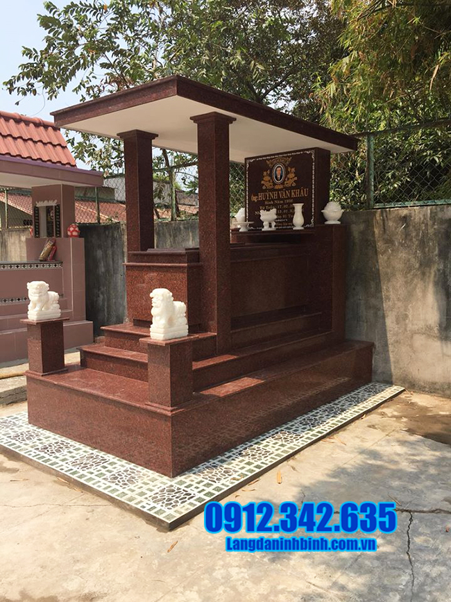 mẫu lăng mộ đá granite đẹp màu đỏ