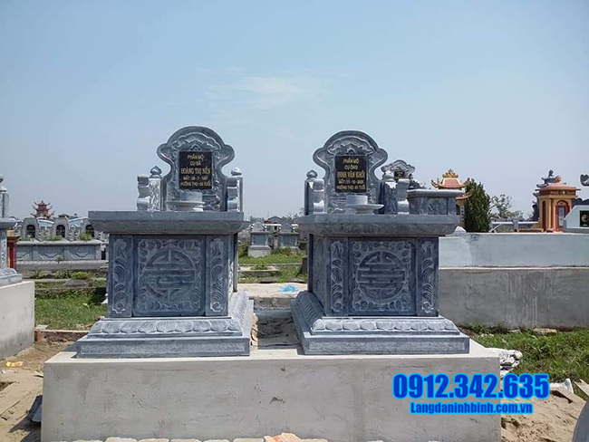 mẫu mộ đôi bằng đá xanh